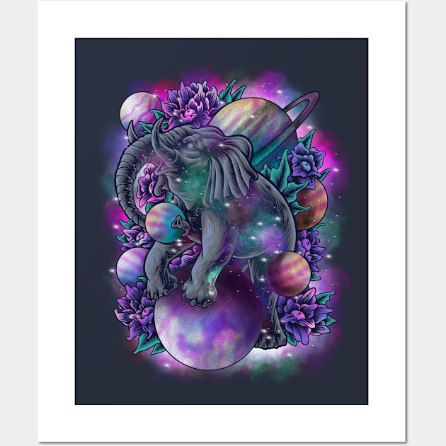 Elephant Cosmic Wall Art by secondsyndicate